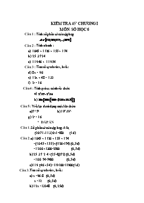 Kiểm tra 45 chương I môn Số học 6